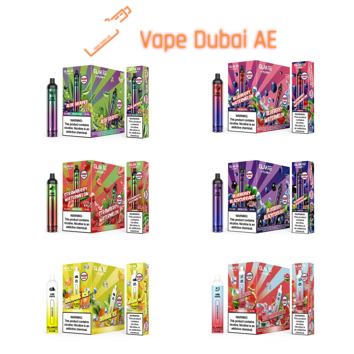 GLAMEE FLOW 4500 PUFFS DISPOSABLE VAPE DEVICE IN UAE