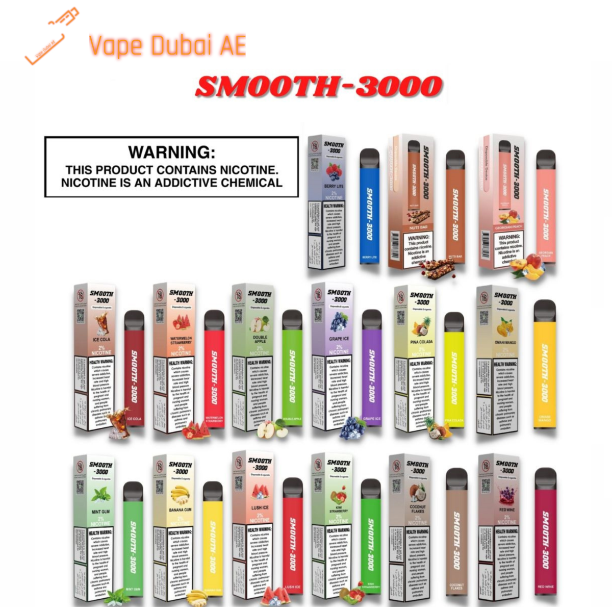 NEW SMOOTH 3000 PUFFS VAPE DISPOSABLE IN UAE